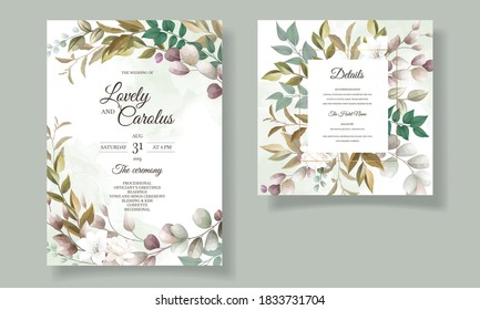 Beautiful floral wedding invitation card template