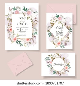 Beautiful floral wedding invitation card template