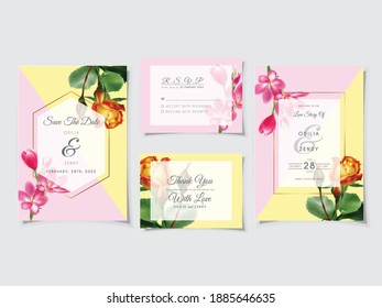 Hermosa plantilla de tarjeta de invitación a boda floral