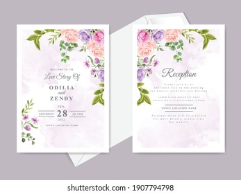 beautiful floral wedding invitation card template