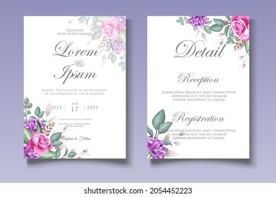 Beautiful Floral Wedding Invitation Card Template