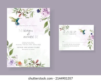 Beautiful floral wedding invitation card template