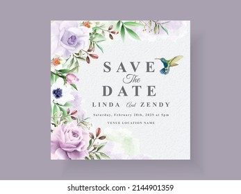 Beautiful floral wedding invitation card template