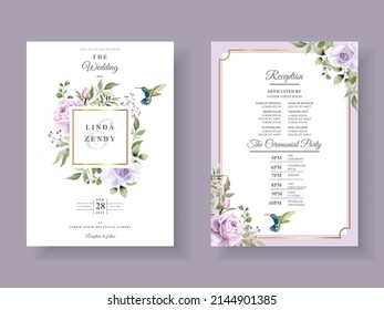 Beautiful floral wedding invitation card template