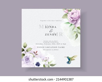 Beautiful floral wedding invitation card template