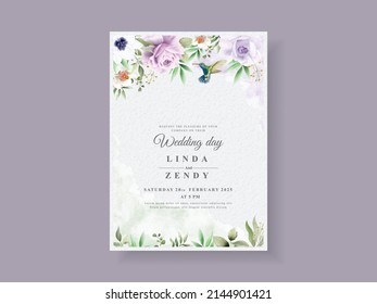 Beautiful floral wedding invitation card template