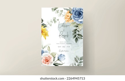 beautiful floral wedding invitation card set