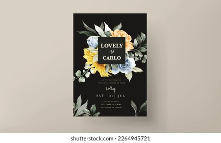 beautiful floral wedding invitation card set