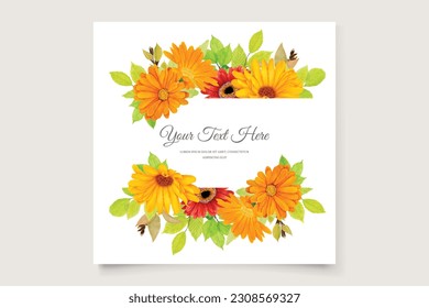 beautiful floral wedding invitation card with colorful design
