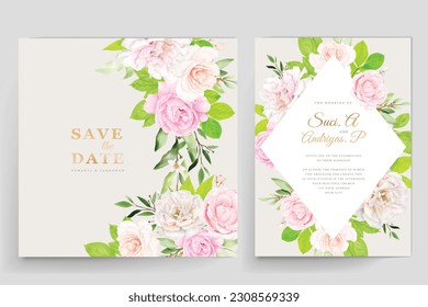 beautiful floral wedding invitation card with colorful design