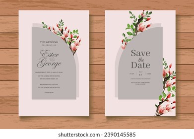 Beautiful Floral Wedding Invitation Card Set