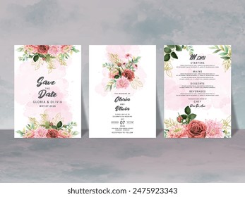 beautiful floral wedding invitation card