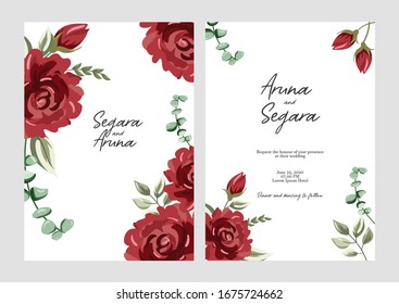 Beautiful floral wedding invitation set card template