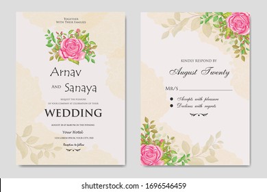 beautiful floral wedding invitation set design