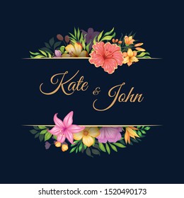 Beautiful floral wedding invitation template