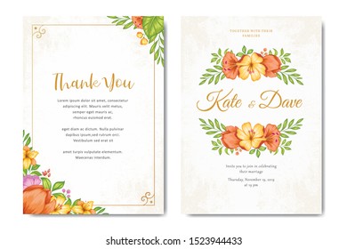 Beautiful floral wedding invitation template