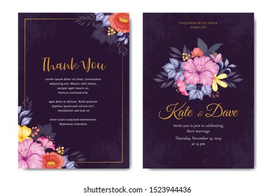 Beautiful floral wedding invitation template