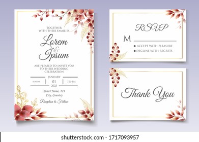 Beautiful floral wedding invitation template