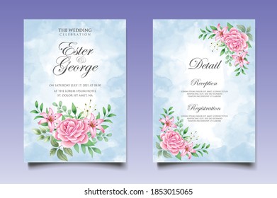 Beautiful floral wedding Invitation template