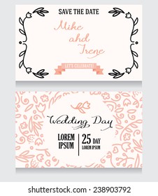 beautiful floral wedding invitation, vector illustration
