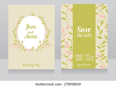 beautiful floral wedding invitation, vector illustration