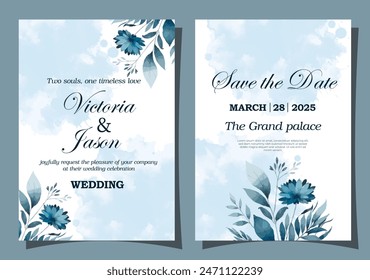 beautiful floral wedding watercolor and aquarelle painting invitation template for marriage and special event or occasion