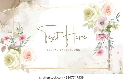 beautiful floral wreath background template
