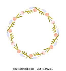 Beautiful floral wreath design featuring pastel flowers and greenery for spring decorations and crafts