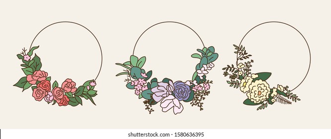 Floral Wreath Outline Images, Stock Photos & Vectors | Shutterstock