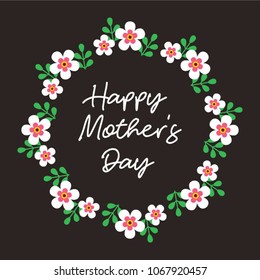 beautiful floral wreath happy mother's day greeting card vector