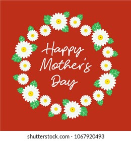 beautiful floral wreath happy mother's day greeting card vector