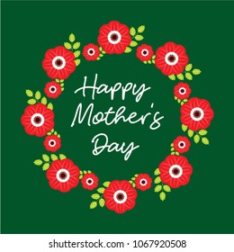 beautiful floral wreath happy mother's day greeting card vector