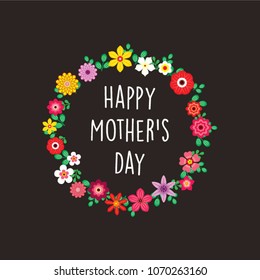 beautiful floral wreath happy mother's day greeting card vector