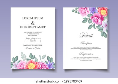 Beautiful floral wreath invitation Card