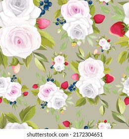 beautiful floral wreath seamless pattern