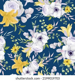 beautiful floral wreath seamless pattern