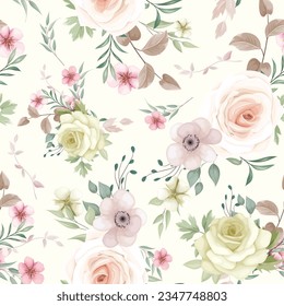 beautiful floral wreath seamless pattern