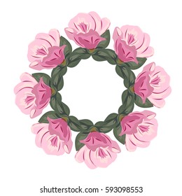 Beautiful floral wreath. Template for greeting cards, invitations, weddings, Valentine's Day, birthdays. Vector illustration drawn by hand.