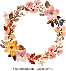 Beautiful floral wreath with watercolor