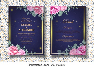 Beautiful Floral Wreath Wedding Card Set