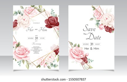 beautiful floral wreath wedding invitation card template