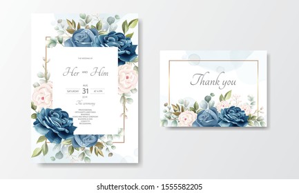 beautiful floral wreath wedding invitation card template