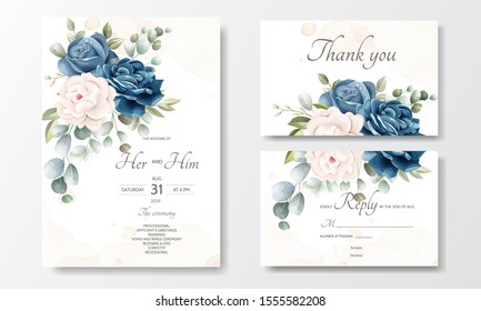 beautiful floral wreath wedding invitation card template