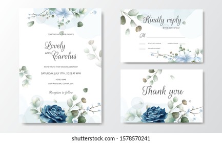 Beautiful Floral Wreath Wedding Invitation Card Template