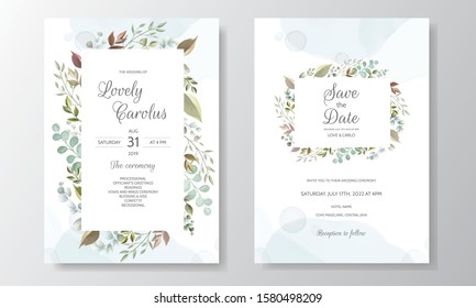 Beautiful Floral Wreath Wedding Invitation Card Template