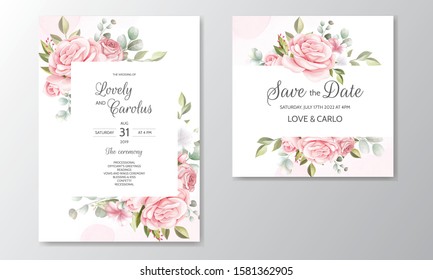 Beautiful Floral Wreath Wedding Invitation Card Template