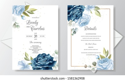 Beautiful Floral Wreath Wedding Invitation Card Template