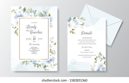 Beautiful Floral Wreath Wedding Invitation Card Template