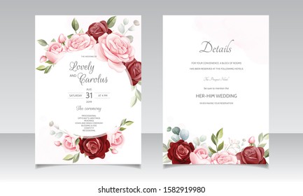 Beautiful Floral Frame Wedding Invitation Card Stock Vector (Royalty ...