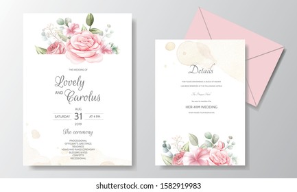 Beautiful Floral Wreath Wedding Invitation Card Template